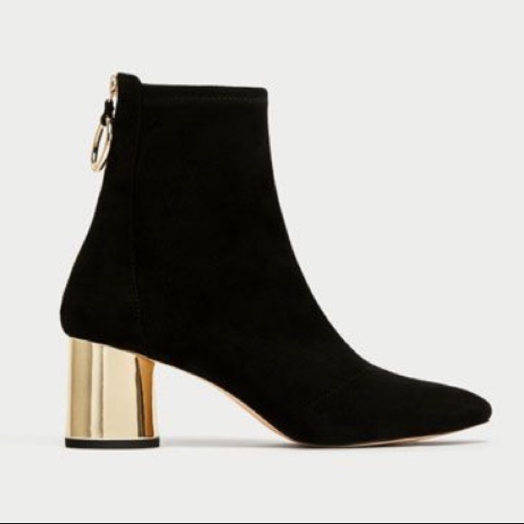 Zara Shoes - Zara Ankle Booties with Metallic Block Heel